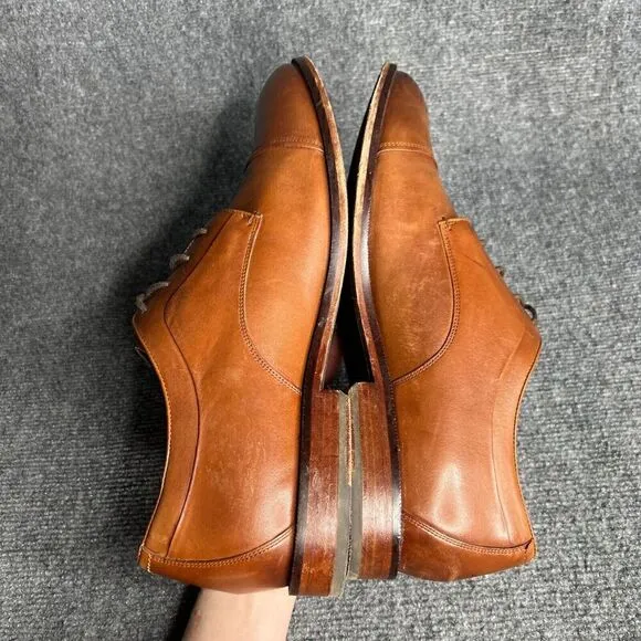 Cole Haan Mens Harrison Derby Cap Toe 13 M Brown Tan Leather Oxford Dress Shoes