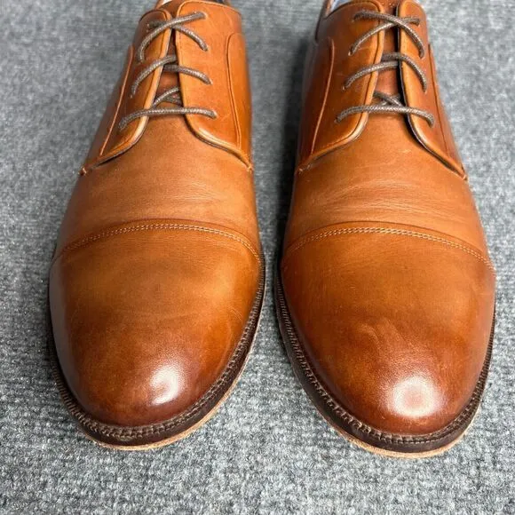 Cole Haan Mens Harrison Derby Cap Toe 13 M Brown Tan Leather Oxford Dress Shoes
