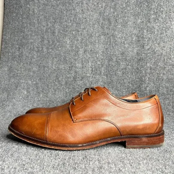 Cole Haan Mens Harrison Derby Cap Toe 13 M Brown Tan Leather Oxford Dress Shoes