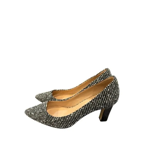 Cole Haan Mylah Block Heels Pumps Black and White Size 7 1/2B Pre-Owned, EUC