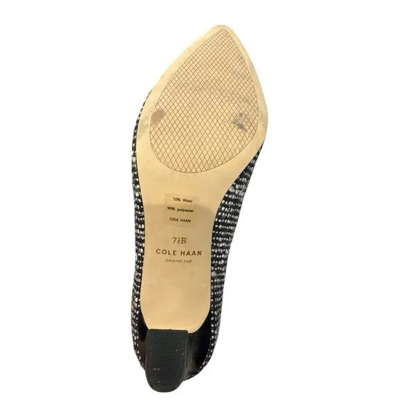 Cole Haan Mylah Block Heels Pumps Black and White Size 7 1/2B Pre-Owned, EUC