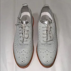 Cole Haan Original Grand Stitch Lite Wingtip Shoes Grey Peach Women SIZE 6 New