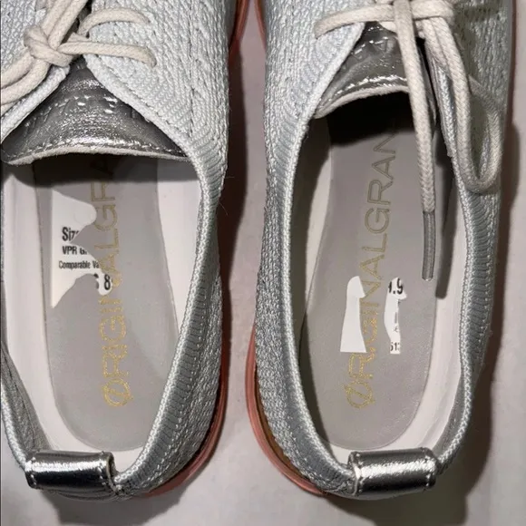 Cole Haan Original Grand Stitch Lite Wingtip Shoes Grey Peach Women SIZE 6 New