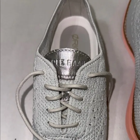 Cole Haan Original Grand Stitch Lite Wingtip Shoes Grey Peach Women SIZE 6 New