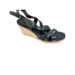 Cole Haan W23573 CRYSTAL WEDGE SANDAL 70MM High Black Women Sz 8.5