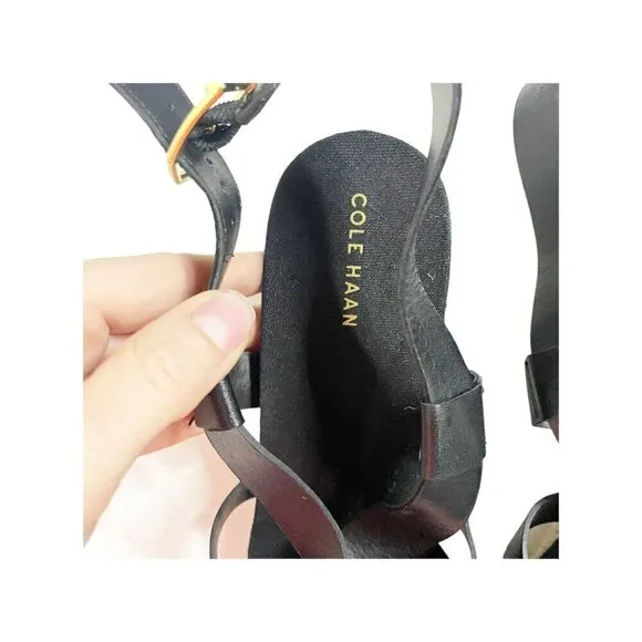 Cole Haan W23573 CRYSTAL WEDGE SANDAL 70MM High Black Women Sz 8.5