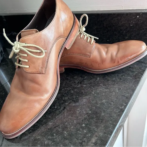Cole Haan Williams Plain Toe Leather Oxford Brown Tan Dress Shoes Sz 9.5 C12206