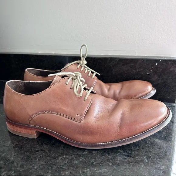 Cole Haan Williams Plain Toe Leather Oxford Brown Tan Dress Shoes Sz 9.5 C12206