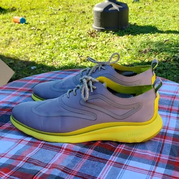 COLE HAAN WING TIP 3ZERO GRAND YELLOW GREY DERBY'S 💛 MENS SIZE 9.0 AWESOME 👌