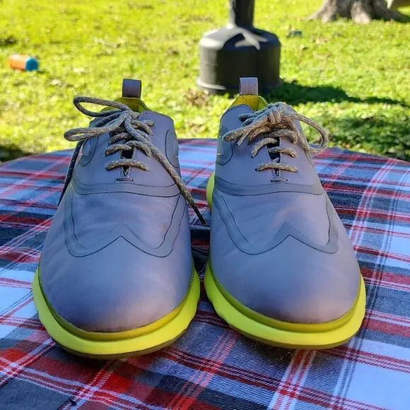 COLE HAAN WING TIP 3ZERO GRAND YELLOW GREY DERBY'S 💛 MENS SIZE 9.0 AWESOME 👌