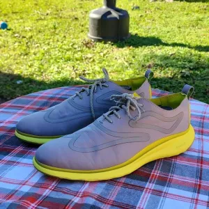 COLE HAAN WING TIP 3ZERO GRAND YELLOW GREY DERBY'S 💛 MENS SIZE 9.0 AWESOME 👌