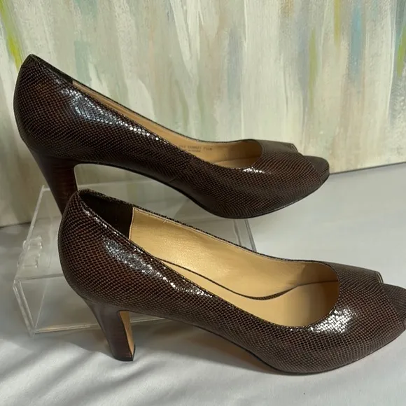 Cole Haan Women's Brown Peep Toe Pumps