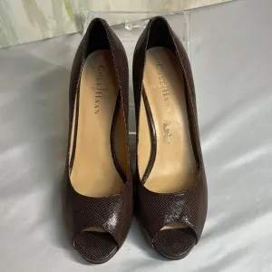 Cole Haan Women's Brown Peep Toe Pumps