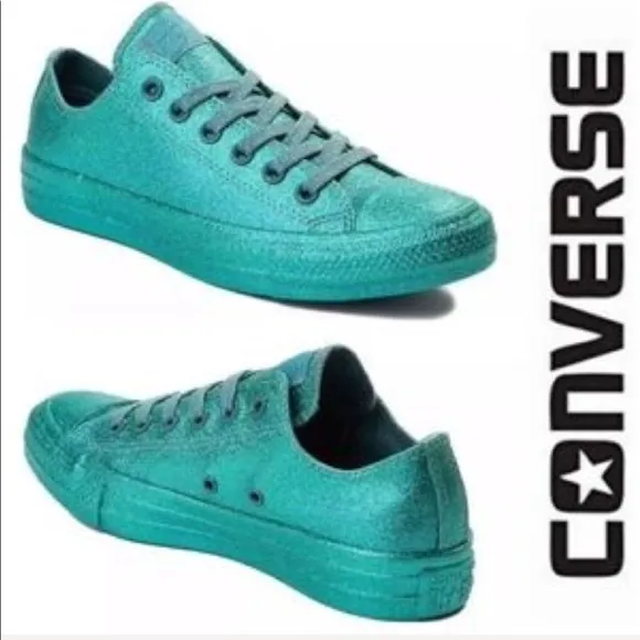 Converse Brittany Blue Monochrome Sneakers Glitter Green Sparkle Glitter Shrek