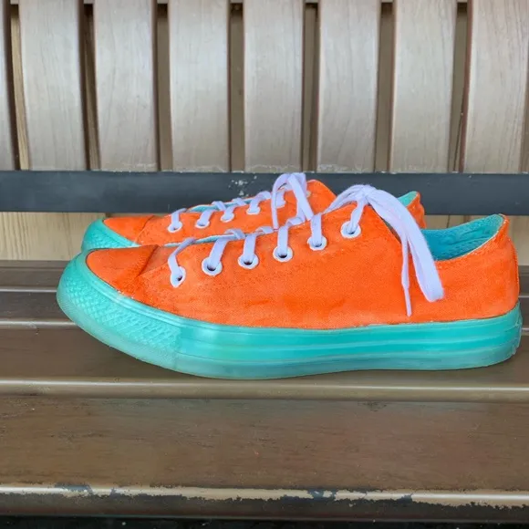 Converse Chuck Taylor All Star Painted Orange Turquoise Sole Size 9