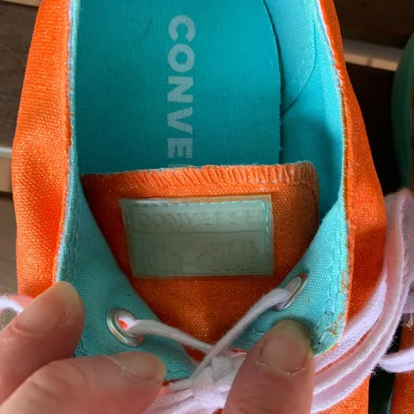 Converse Chuck Taylor All Star Painted Orange Turquoise Sole Size 9