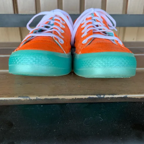 Converse Chuck Taylor All Star Painted Orange Turquoise Sole Size 9