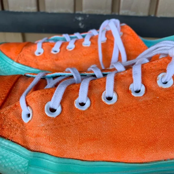 Converse Chuck Taylor All Star Painted Orange Turquoise Sole Size 9