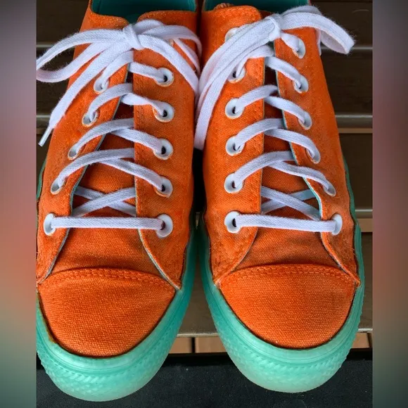 Converse Chuck Taylor All Star Painted Orange Turquoise Sole Size 9