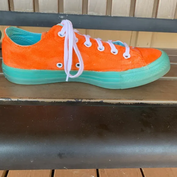 Converse Chuck Taylor All Star Painted Orange Turquoise Sole Size 9