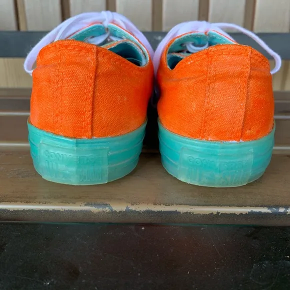 Converse Chuck Taylor All Star Painted Orange Turquoise Sole Size 9