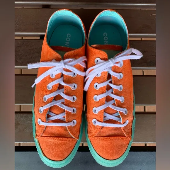 Converse Chuck Taylor All Star Painted Orange Turquoise Sole Size 9