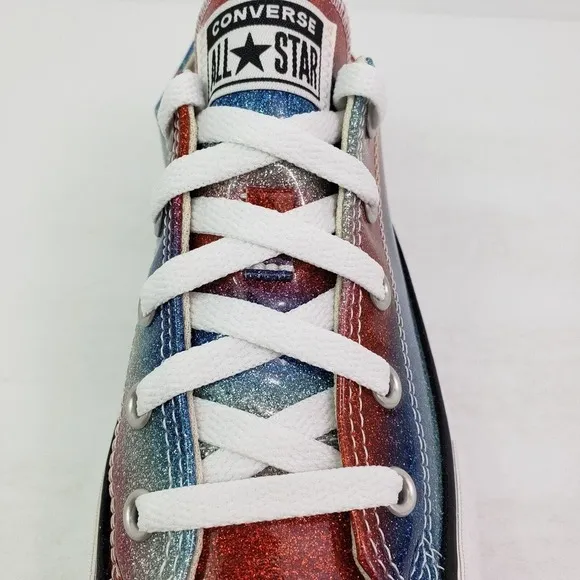 Converse CTAS Eva Lift OX Girls Size 4.5Y Glitter Lace Up Low Sneaker Shoes
