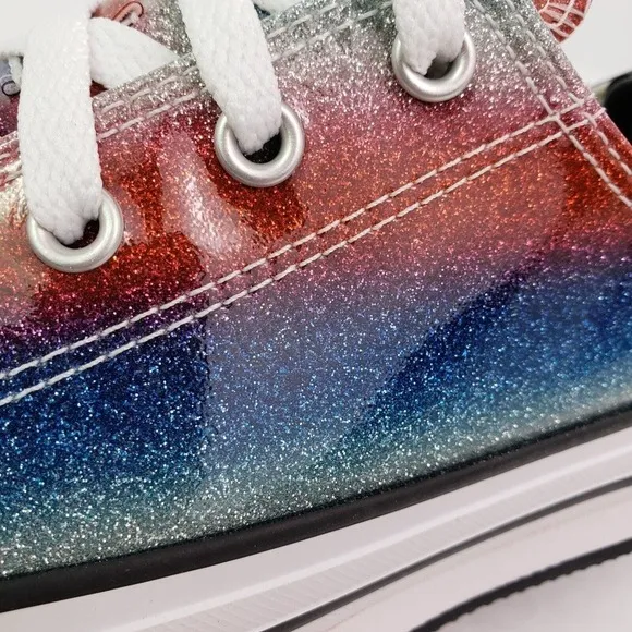 Converse CTAS Eva Lift OX Girls Size 4.5Y Glitter Lace Up Low Sneaker Shoes