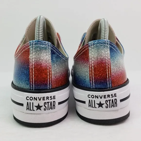 Converse CTAS Eva Lift OX Girls Size 4.5Y Glitter Lace Up Low Sneaker Shoes