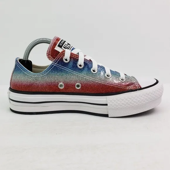 Converse CTAS Eva Lift OX Girls Size 4.5Y Glitter Lace Up Low Sneaker Shoes