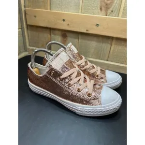 Converse Junior All Star Rose Gold Glitter Sneakers Size 3