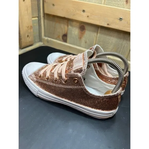 Converse Junior All Star Rose Gold Glitter Sneakers Size 3