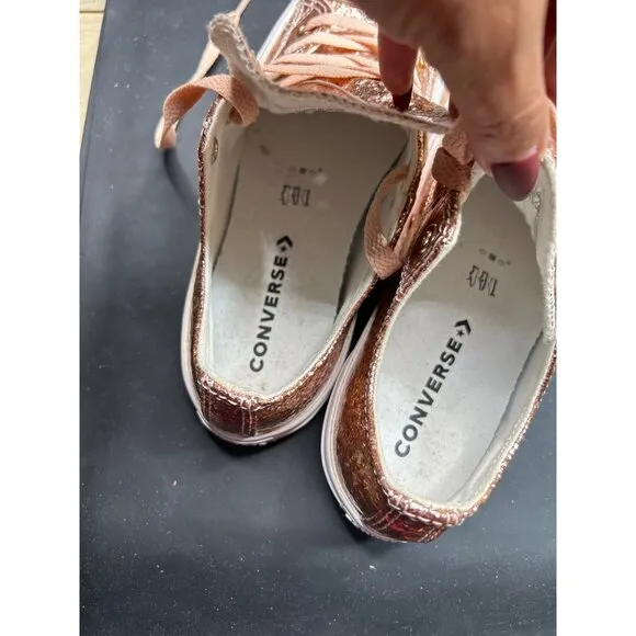 Converse Junior All Star Rose Gold Glitter Sneakers Size 3