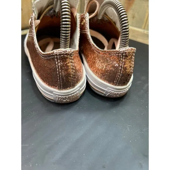 Converse Junior All Star Rose Gold Glitter Sneakers Size 3