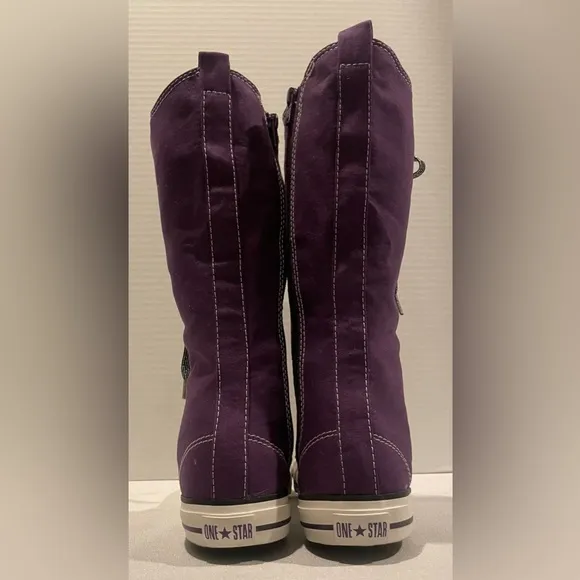 CONVERSE RARE One Star Purple Glitter Knee High Lace Up Sneakers Jr-5 Women’s 7