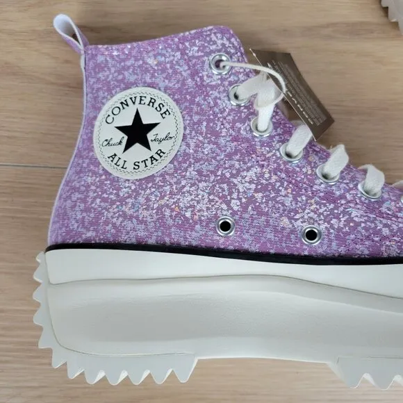 ❤️❤️❤️Converse Run Star Hike Hi Mens Shoes Sz 7 Purple Glitter Platform A10096C