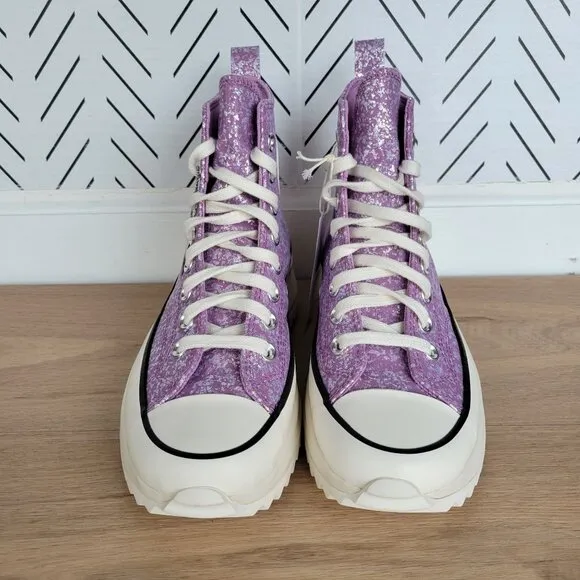 ❤️❤️❤️Converse Run Star Hike Hi Mens Shoes Sz 7 Purple Glitter Platform A10096C