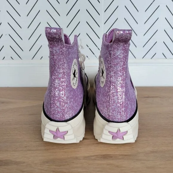 ❤️❤️❤️Converse Run Star Hike Hi Mens Shoes Sz 7 Purple Glitter Platform A10096C