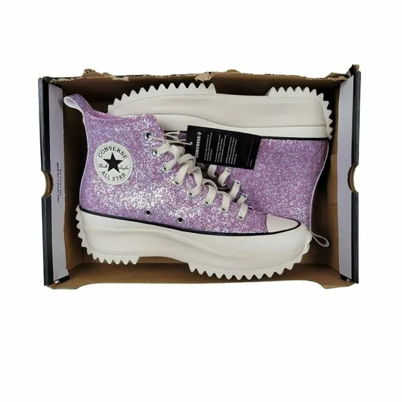 ❤️❤️❤️Converse Run Star Hike Hi Mens Shoes Sz 7 Purple Glitter Platform A10096C