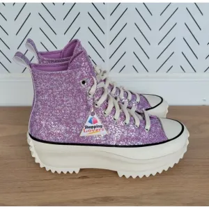 ❤️❤️❤️Converse Run Star Hike Hi Mens Shoes Sz 7 Purple Glitter Platform A10096C
