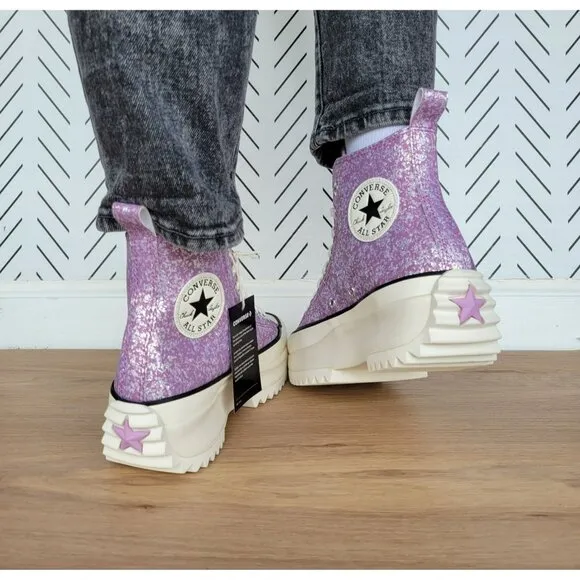 ❤️❤️Converse Run Star Hike Platform Hi Sz 7.5 Women Shoes Purple Glitter A10096C