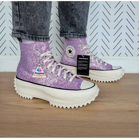 ❤️❤️Converse Run Star Hike Platform Hi Sz 7.5 Women Shoes Purple Glitter A10096C