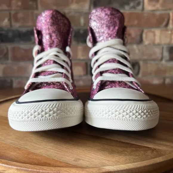 Converse Women's 8 Chuck Taylor All Star Hi Purple Pink Glitter Sneakers Shoes
