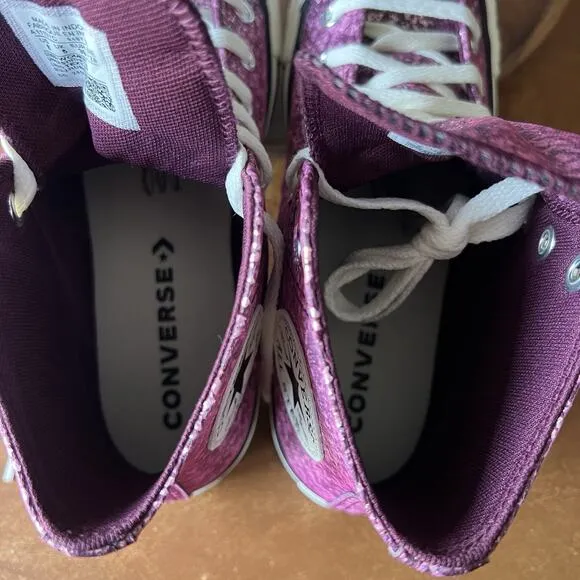Converse Women's 8 Chuck Taylor All Star Hi Purple Pink Glitter Sneakers Shoes