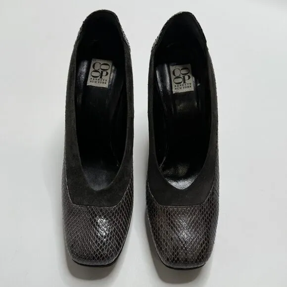 COOP Barneys New York Heels Pumps Snakeskin Shoes US 10 EUR 40 Italian Black