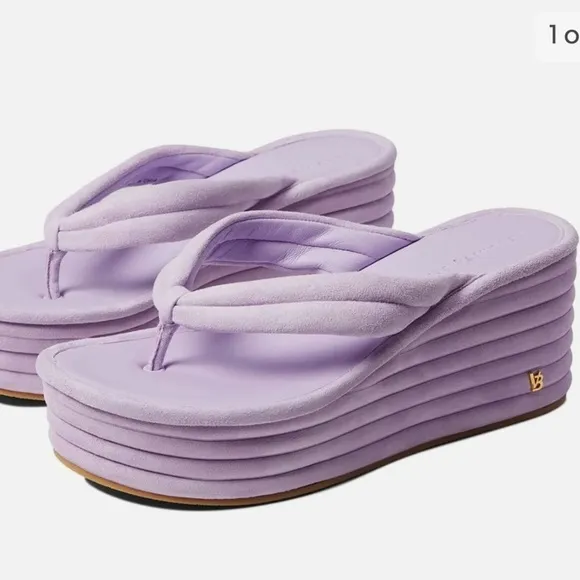COPY - Veronica Beard Geno Lavender Suede Platform Flip Flop Sandals Lavender W…