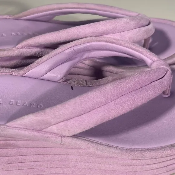 COPY - Veronica Beard Geno Lavender Suede Platform Flip Flop Sandals Lavender W…
