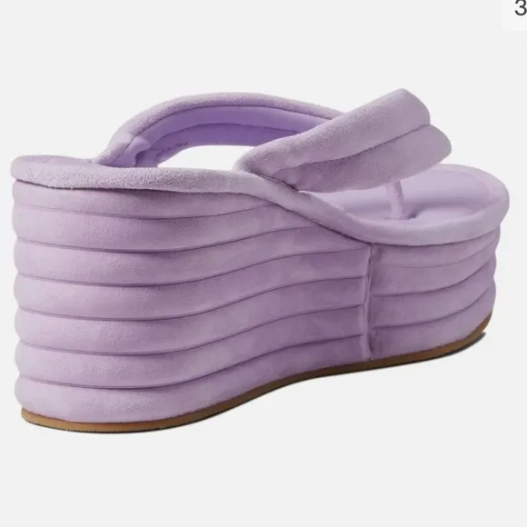 COPY - Veronica Beard Geno Lavender Suede Platform Flip Flop Sandals Lavender W…