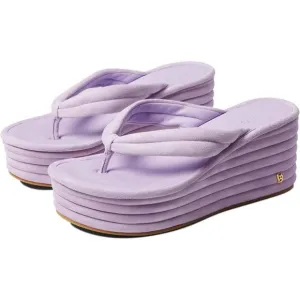 COPY - Veronica Beard Geno Lavender Suede Platform Flip Flop Sandals Lavender W…