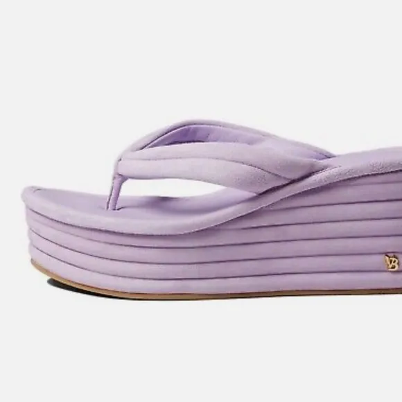 COPY - Veronica Beard Geno Lavender Suede Platform Flip Flop Sandals Lavender W…